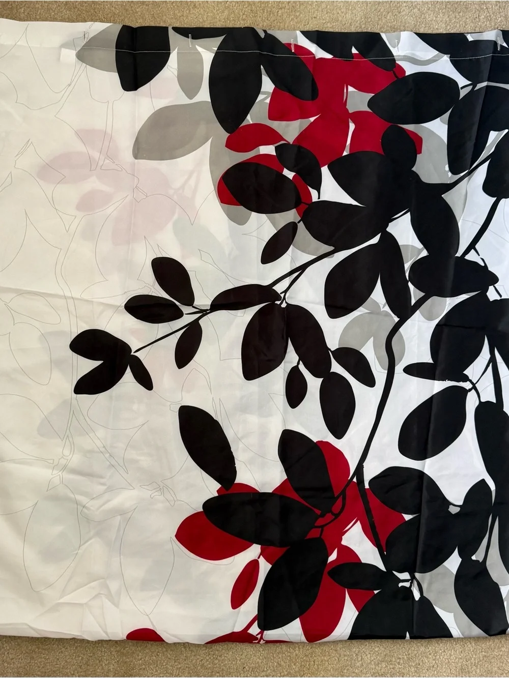 Botanical Shower Curtain in White, Black, Red & Gray